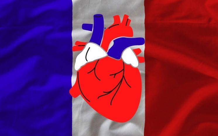 Le drapeau français avec un coeur