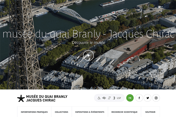 screen shot du site du musée du quai branly