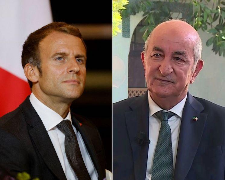 Portraits respectifs d'Emmanuel Macron et d'Abdelmadjid Tebboune