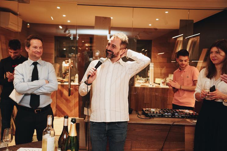 Vincent Coignet inauguration showroom l'Origine parquet Londres