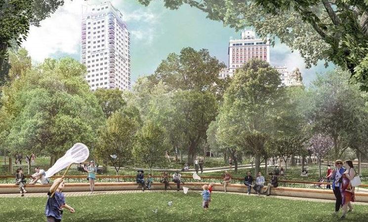 Maquette du projet de rénovation de la Plaza España à Madrid