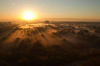 Photo du jour en Roumanie: le soleil se lève sur le parc naturel Văcărești (Bucarest)