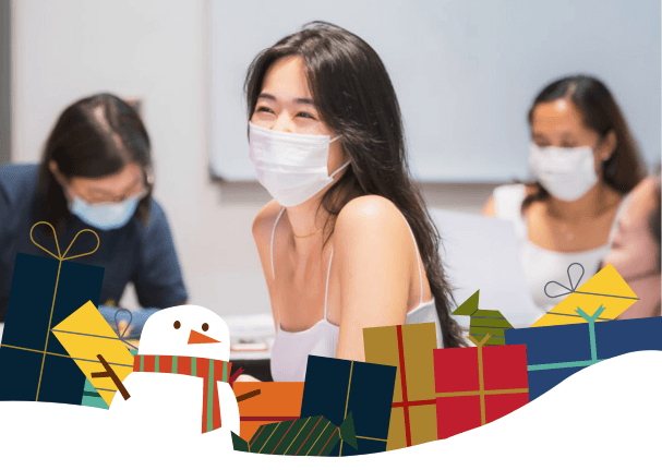 etudiants avec un masque