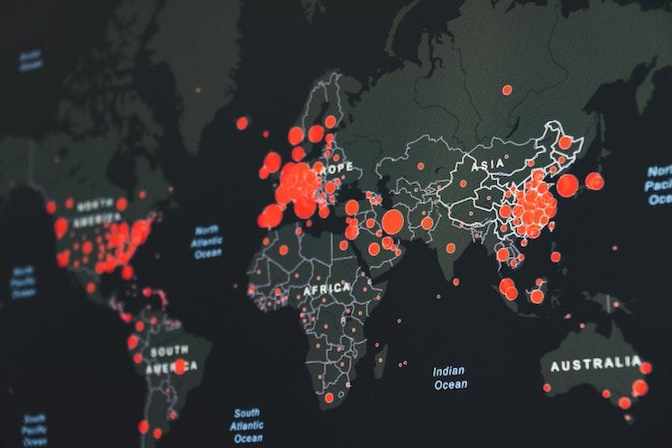 Carte des contaminations du covid-19 en mars 2020
