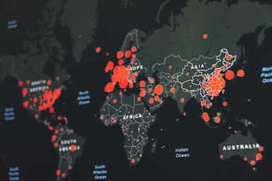 Carte des contaminations du covid-19 en mars 2020