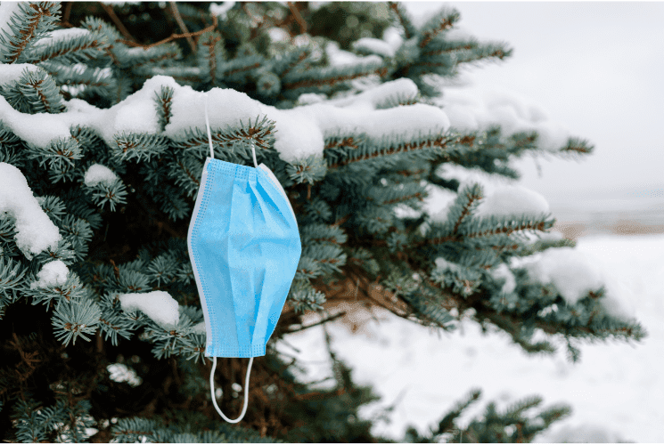 Un masque sur un sapin