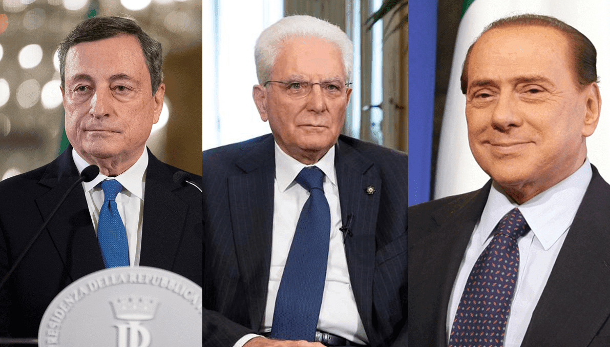 Mario Draghi, Sergio Matarella et Silvio Berlusconi