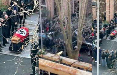 Une photo montrant un cercueil avec un drapeau nazi à Rome