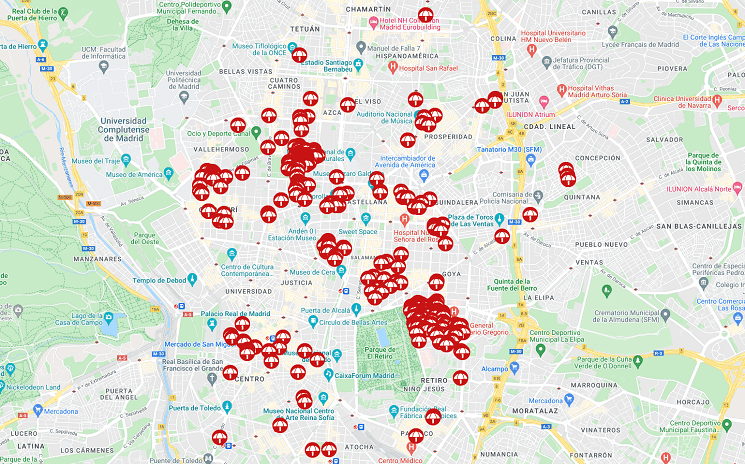 carte terrasses bruyantes madrid