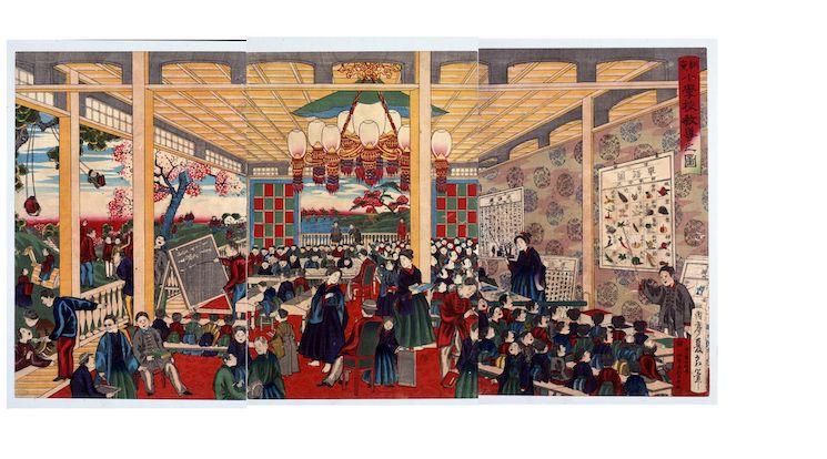 Une salle de classe à l'ère Meiji