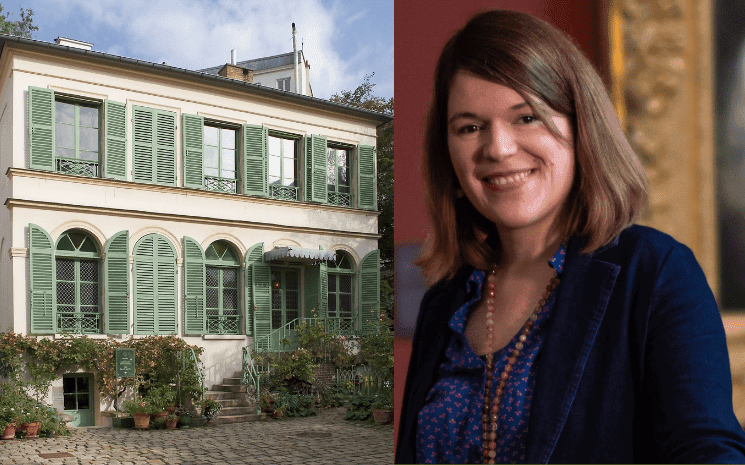 A gauche la façade du musée de la Vie romantique et à droite sa directrice Gaëlle Rio.