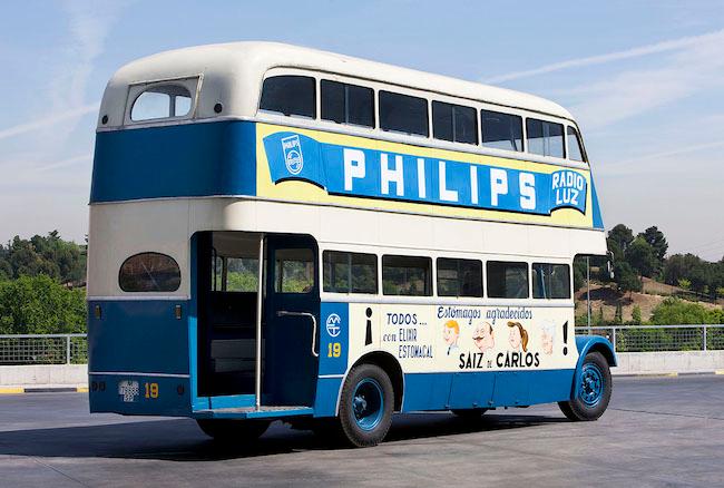 bus à 2 etages bleu de 1948