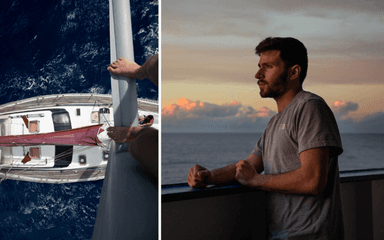 Antonin JN sur un voilier pendant son tour du monde