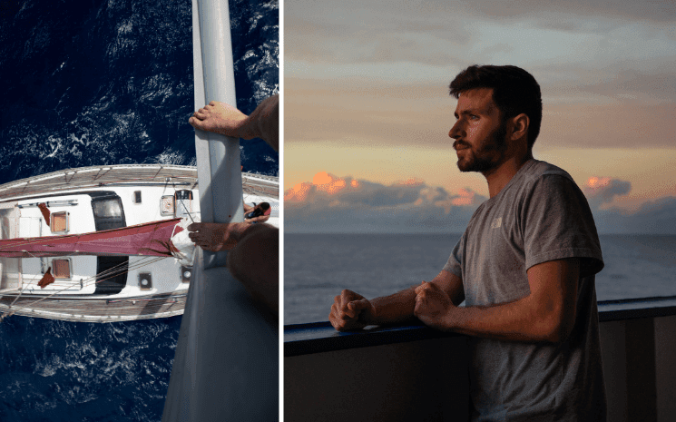 Antonin JN sur un voilier pendant son tour du monde