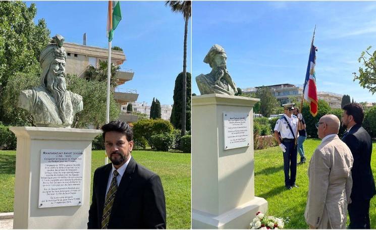 Le ministre indien Anurag Thakur rend hommage au général Allard à St Tropez
