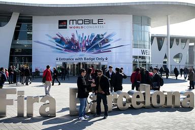 Entrée principale du Mobile World Congress à Barcelone