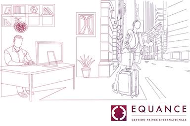 illustration voyage et bureau avec Equance