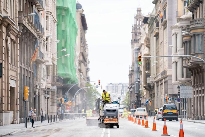 Des travaux dans une rue de barcelone