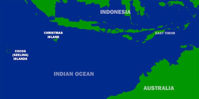 La carte des Cocos et Christmas island
