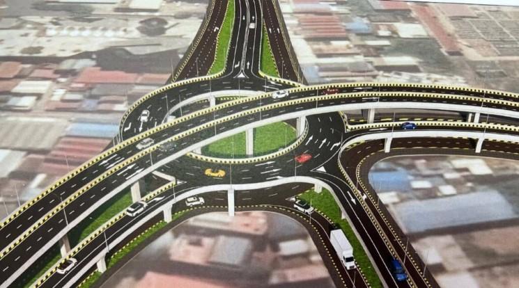 construction autopont - Phnom Penh, Cambodge