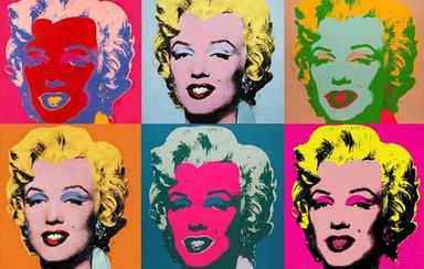 6 portraits de Maryline Monroe de differentes couleurs par Andy Warhol