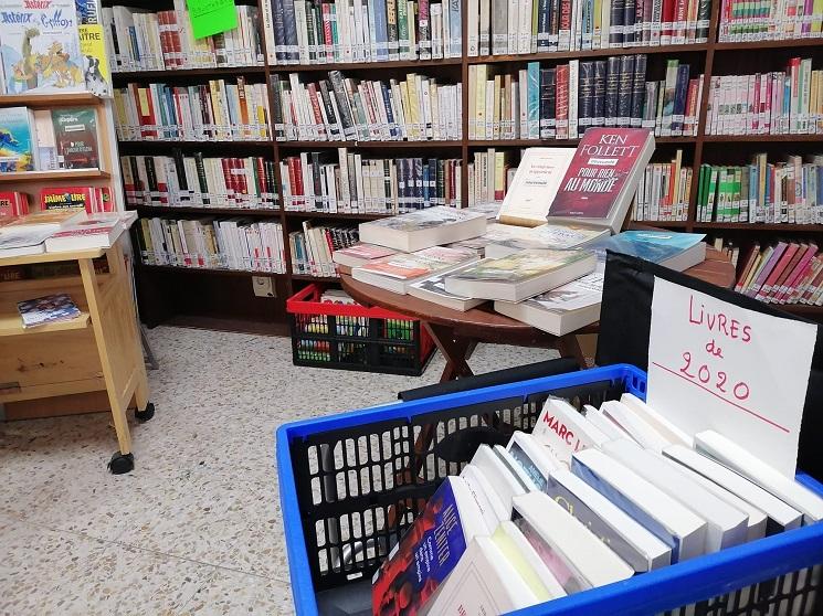 la bibliothèque avec ses étagères pleines de livres