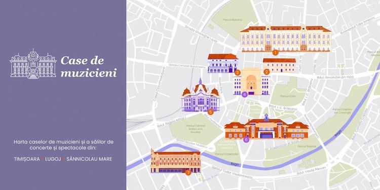 la carte des maisons de musiciens Timisoara