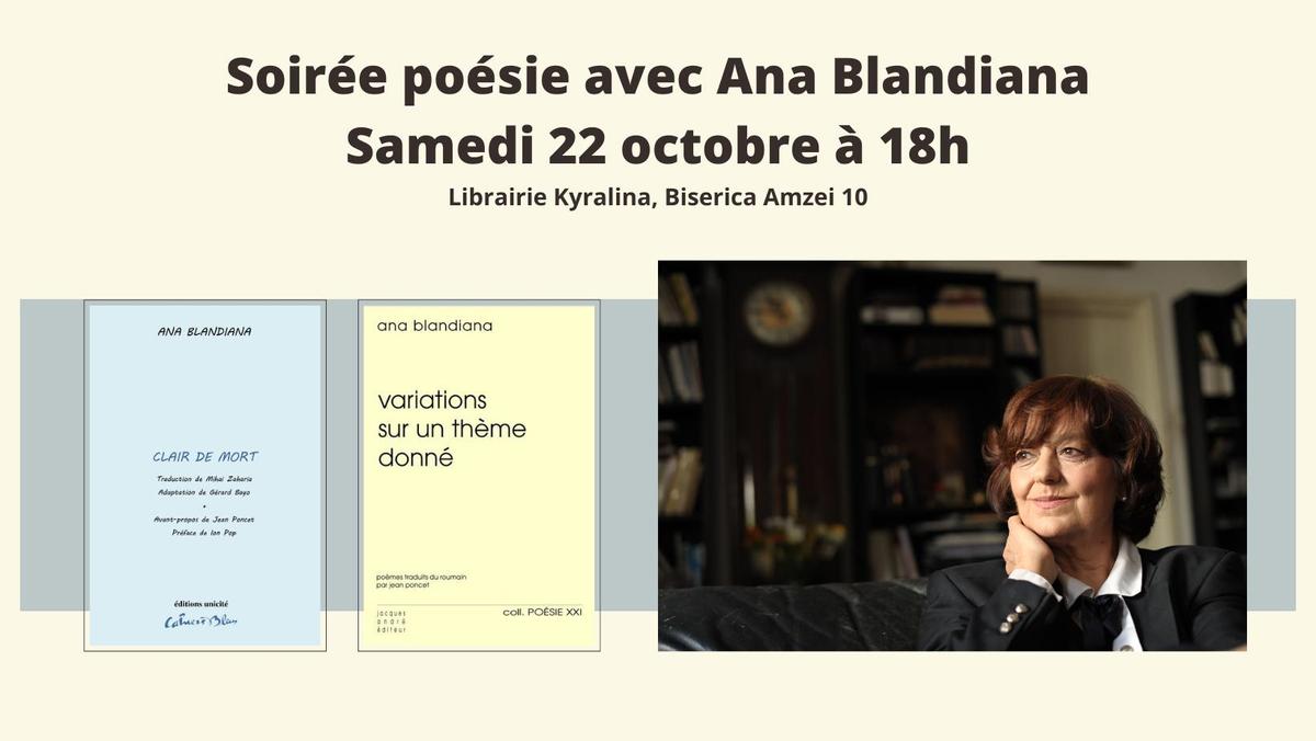 Soirée poésie avec Ana Blandiana à la librairie Kyralina