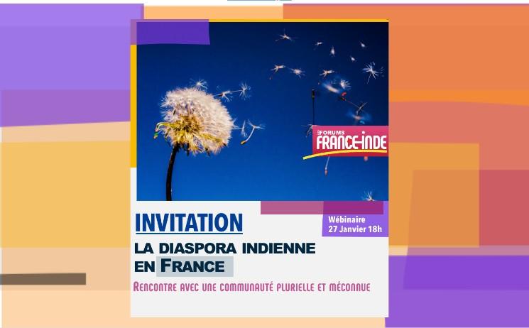Affiche du wébinaire sur la diaspora indienne des forums France Inde