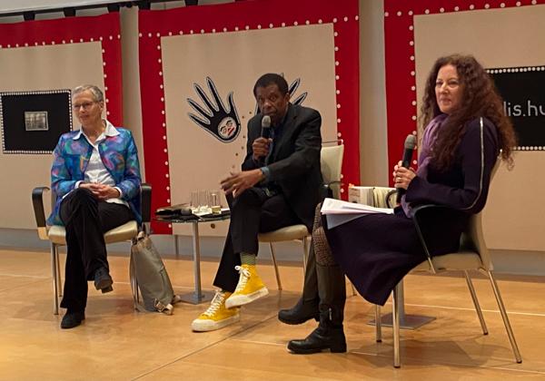 D. Laferrière, B. Thill et B. Desorbay à l'occasion de la présentation du lancement des Francophonies 2023