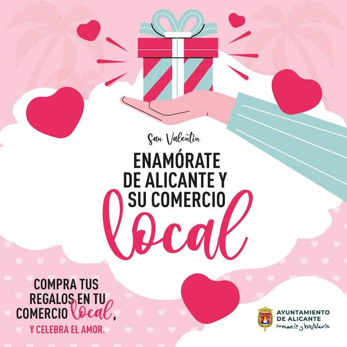affiche rose de la campagne de la saint valentin organisée par la mairie d'alicante