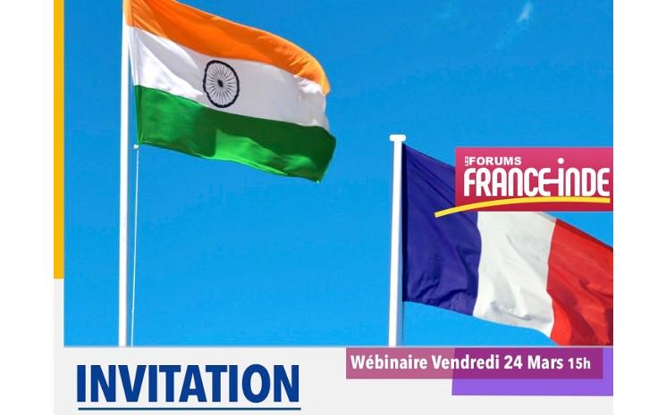 Affiche du wébinaire des forums France Inde sur le partenariat franco-indien