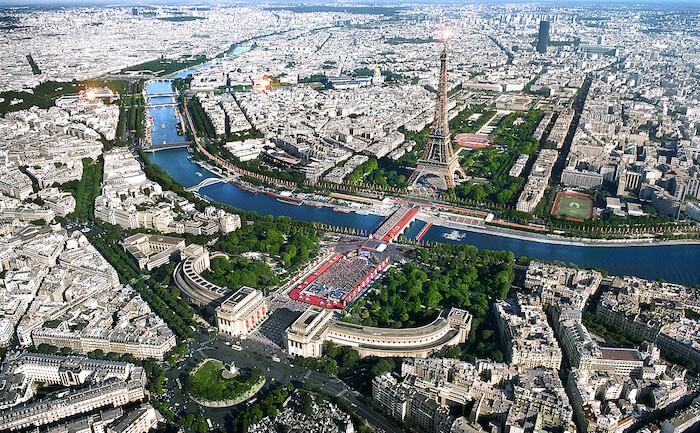 Vue aérienne de Paris lors des JO 2024