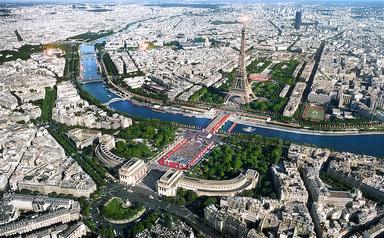Vue aérienne de Paris lors des JO 2024