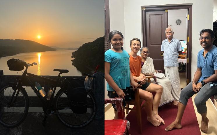 Le vélo de Marceau et Marceau avec une famille indienne