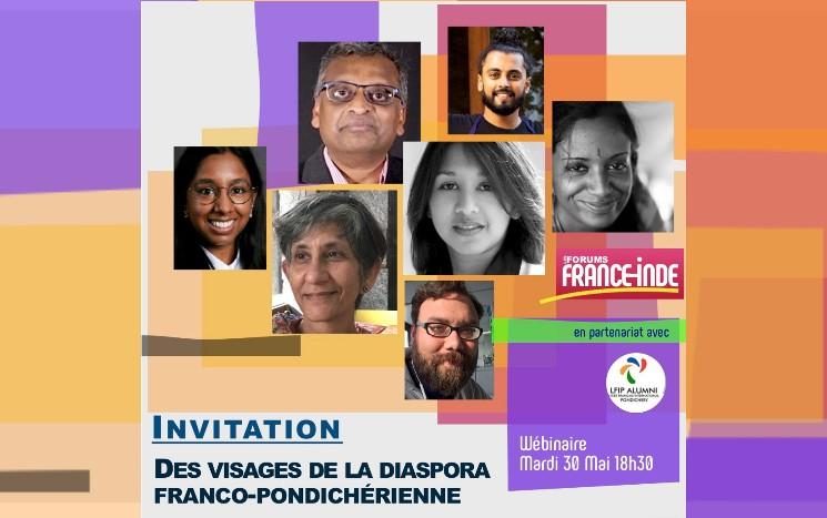 Affiche du wébinaire des Forums France Inde sur la diaspora franco-pondichérienne