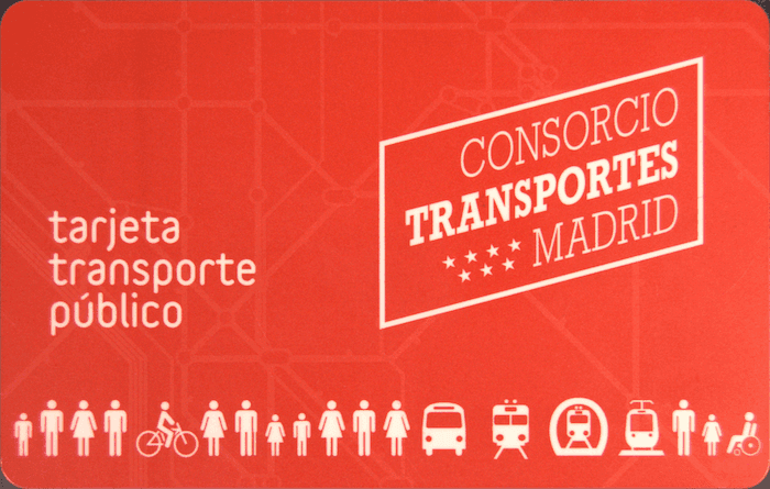 Carte de transport public de la communauté de madrid