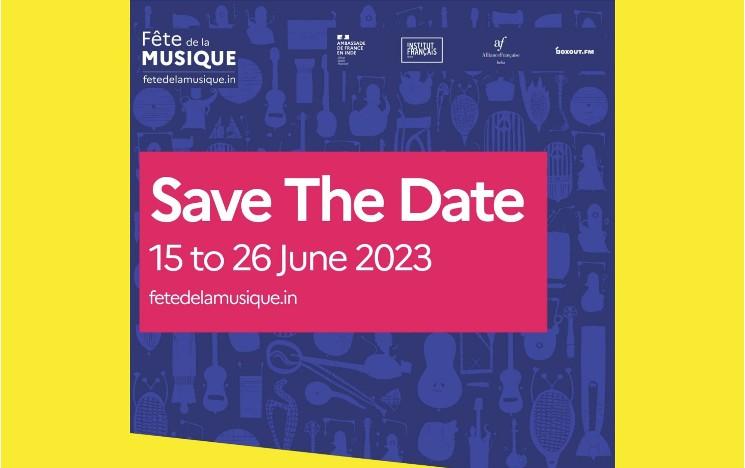 Affiche de la fête de la musique organisée par l'Institut francais en Inde