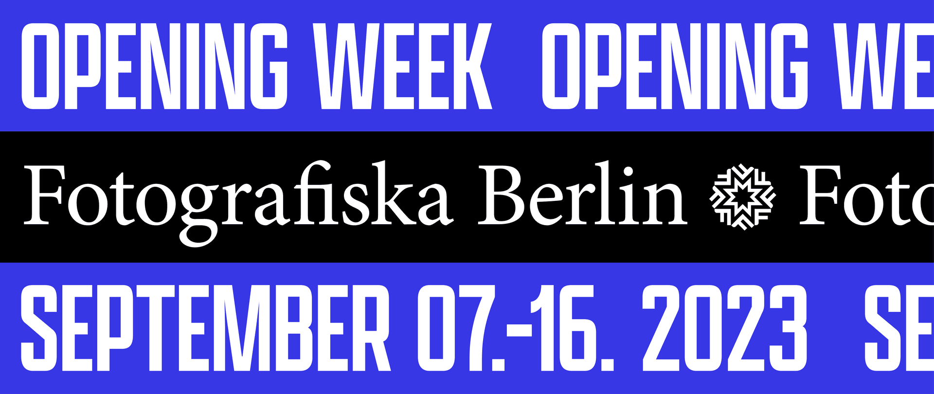 Affiche Bleu et noir présentant l'ouverture de Fotografiska Berlin