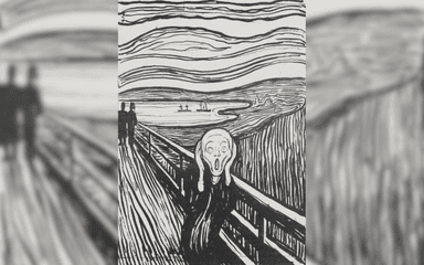 lithographie en noir et blanc du tableau "Le Cri" de Munch
