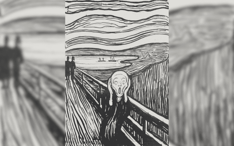lithographie en noir et blanc du tableau "Le Cri" de Munch