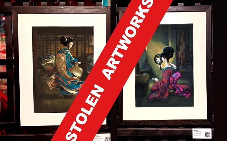 deux tableaux de geishas