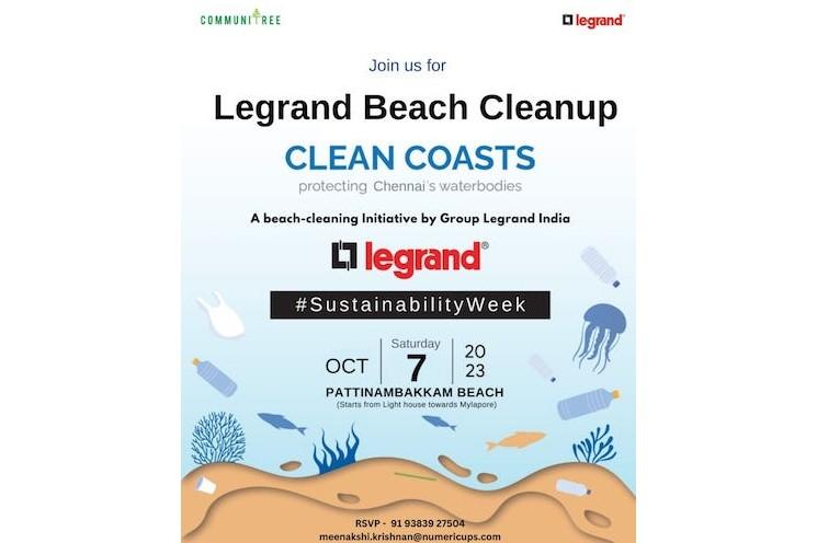 Affiche du nettoyage de plage organisé par Legrand india
