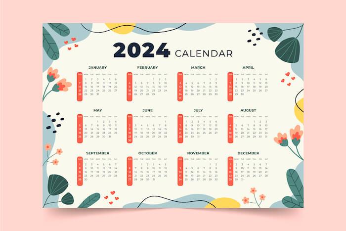calendrier du travail 2024 à valencia