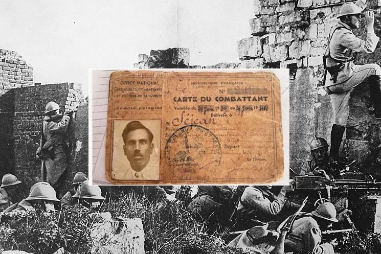 Carte de combattant pour la 1ère guerre mondiale d'un Tamoul de Pondichéry devenu français