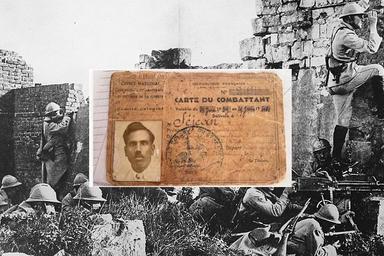Carte de combattant pour la 1ère guerre mondiale d'un Tamoul de Pondichéry devenu français