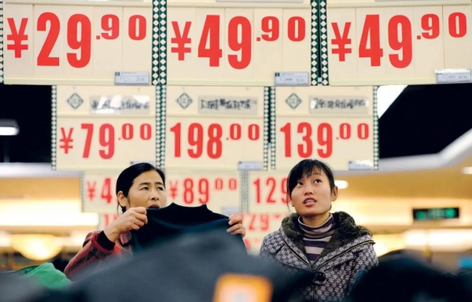 Prix dans un commerce en Chine pendant la deflation