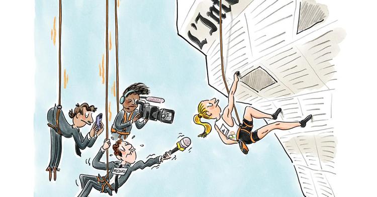 L’affiche « dessin de presse » a été conçue et réalisée par la dessinatrice, Marie Morelle, en partenariat avec Cartooning for Peace