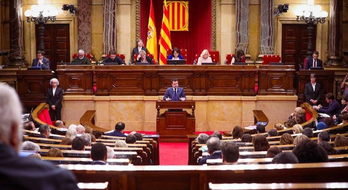 Le President Aragonès au Parlement catalan