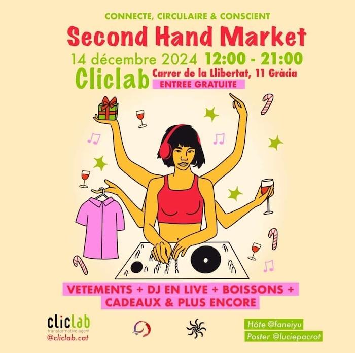 affiche du marché de seconde main à barcelone